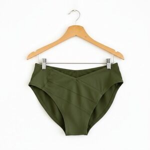 Phoenix Womens Bikini Bottom Size 1X Olive Green Malibu Angled Cheeky 2-in-1